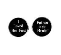 1 paire de boutons de manchette CuffLink I Loved Her First & Père de la mariée
