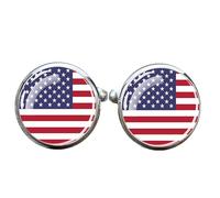 1 paire de boutons de manchette fantaisie drapeau américain pour hommes boutons de manchette avion anniversaire anniversaire mariage cadeau d'affaires avec boîte à bijoux, taille unique, Verre, Pas de