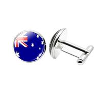 1 paire de boutons de manchette fantaisie drapeau australien pour homme Boutons de manchette avion anniversaire anniversaire mariage cadeau d'affaires avec boîte à bijoux, taille unique, Verre, Pas de