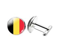 1 paire de boutons de manchette fantaisie drapeau belge avion boutons de manchette anniversaire mariage bijoux d'affaires cadeau avec boîte à bijoux, taille unique, Verre, Pas de gemme