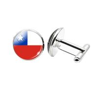 1 paire de boutons de manchette fantaisie drapeau chilien avion pour homme anniversaire anniversaire mariage cadeau d'affaires avec boîte à bijoux, taille unique, Verre, Pas de gemme