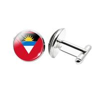 1 paire de boutons de manchette fantaisie drapeau d'Antigua-et-Barbuda pour homme Boutons de manchette avion anniversaire anniversaire mariage cadeau d'affaires avec boîte à bijoux, taille unique