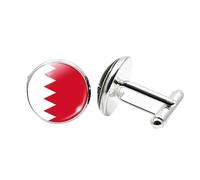 1 paire de boutons de manchette fantaisie drapeau de Bahreïn pour homme Boutons de manchette avion anniversaire anniversaire mariage cadeau d'affaires avec boîte à bijoux, taille unique, Verre, Pas de