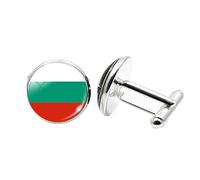 1 paire de boutons de manchette fantaisie drapeau de la Bulgarie pour homme Boutons de manchette avion anniversaire anniversaire mariage cadeau d'affaires avec boîte à bijoux, taille unique, Verre