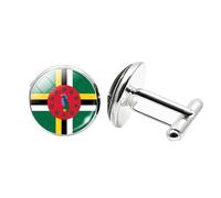 1 paire de boutons de manchette fantaisie drapeau de la Dominique pour homme Boutons de manchette avion anniversaire anniversaire mariage cadeau d'affaires avec boîte à bijoux, taille unique, Verre