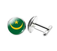 1 paire de boutons de manchette fantaisie drapeau de la Mauritanie pour homme Boutons de manchette avion anniversaire anniversaire mariage cadeau d'affaires avec boîte à bijoux, taille unique, Verre