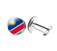 1 paire de boutons de manchette fantaisie drapeau de la Namibie pour hommes boutons de manchette avion anniversaire anniversaire mariage bijoux d'affaires cadeau avec boîte à bijoux, taille unique
