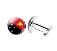 1 paire de boutons de manchette fantaisie drapeau de la Papouasie-Nouvelle-Guinée pour homme Boutons de manchette avion anniversaire anniversaire mariage cadeau d'affaires avec boîte à bijoux, taille