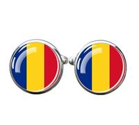 1 paire de boutons de manchette fantaisie drapeau de la Roumanie pour homme Boutons de manchette Avion Boutons de manchette Anniversaire Mariage Bijoux Business Cadeau avec Boîte à Bijoux, taille