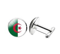 1 paire de boutons de manchette fantaisie drapeau de l'Algérie pour homme Boutons de manchette avion anniversaire anniversaire mariage bijoux d'affaires cadeau avec boîte à bijoux, taille unique
