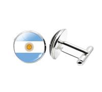 1 paire de boutons de manchette fantaisie drapeau de l'Argentine pour homme Boutons de manchette avion anniversaire anniversaire mariage cadeau d'affaires avec boîte à bijoux, taille unique, Verre