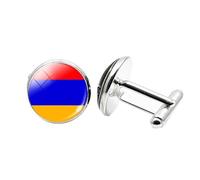 1 paire de boutons de manchette fantaisie drapeau de l'Arménie pour homme Boutons de manchette avion anniversaire anniversaire mariage cadeau d'affaires avec boîte à bijoux, taille unique, Verre, Pas