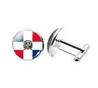 1 paire de boutons de manchette fantaisie drapeau dominicain avion boutons de manchette pour homme anniversaire anniversaire mariage cadeau d'affaires avec boîte à bijoux, taille unique, Verre, Pas de