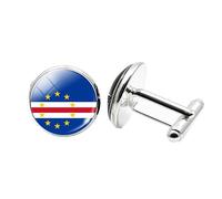 1 paire de boutons de manchette fantaisie drapeau du Cap-Vert avion Boutons de manchette Anniversaire Mariage Cadeau d'affaires avec boîte à bijoux, taille unique, Verre, Pas de gemme