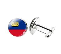 1 paire de boutons de manchette fantaisie drapeau du Liechtenstein pour hommes boutons de manchette avion anniversaire anniversaire mariage cadeau d'affaires avec boîte à bijoux, taille unique, Verre