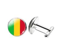1 paire de boutons de manchette fantaisie drapeau du Mali pour homme Boutons de manchette avions anniversaire anniversaire mariage cadeau d'affaires avec boîte à bijoux, taille unique, Verre, Pas de