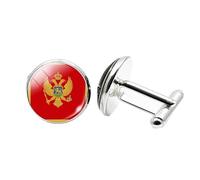 1 paire de boutons de manchette fantaisie drapeau du Monténégro pour homme Boutons de manchette avion anniversaire anniversaire mariage bijoux d'affaires cadeau avec boîte à bijoux, taille unique