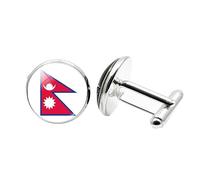 1 paire de boutons de manchette fantaisie drapeau du Népal pour hommes boutons de manchette avion anniversaire anniversaire mariage cadeau d'affaires avec boîte à bijoux, taille unique, Verre, Pas de
