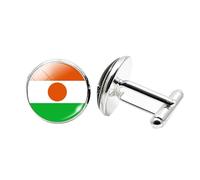 1 paire de boutons de manchette fantaisie drapeau du Niger pour hommes boutons de manchette avion anniversaire anniversaire mariage bijoux d'affaires cadeau avec boîte à bijoux, taille unique, Verre