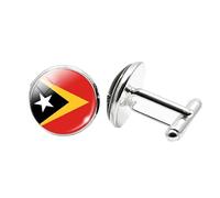 1 paire de boutons de manchette fantaisie drapeau du Timor oriental pour homme Boutons de manchette avion anniversaire anniversaire mariage cadeau d'affaires avec boîte à bijoux, taille unique, Verre