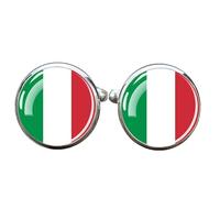 1 paire de boutons de manchette fantaisie drapeau italien pour hommes boutons de manchette avions anniversaire anniversaire mariage cadeau d'affaires avec boîte à bijoux, taille unique, Verre, Pas de