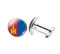 1 paire de boutons de manchette fantaisie drapeau mongol pour homme Boutons de manchette avion anniversaire anniversaire mariage cadeau d'affaires avec boîte à bijoux, taille unique, Verre, Pas de