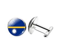 1 paire de boutons de manchette fantaisie drapeau Nauru pour homme Boutons de manchette avion anniversaire anniversaire mariage bijoux d'affaires cadeau avec boîte à bijoux, taille unique, Verre, Pas