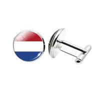 1 paire de boutons de manchette fantaisie drapeau néerlandais pour hommes boutons de manchette avion anniversaire anniversaire mariage cadeau d'affaires avec boîte à bijoux, taille unique, Verre, Pas