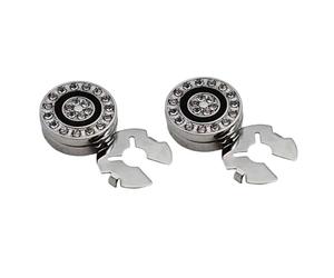 1 paire de boutons de manchette ronds style coréen avec strass pour mariage, affaires, papa, One Size, Comme décrit, Comme décrit.