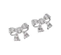 1 paire de boutons en métal avec nœud papillon et strass pour couture et accessoires de couture, Argenté.