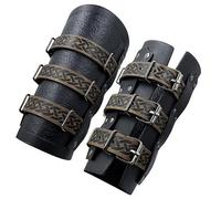 1 Paire de Bracelets en Faux Cuir,Armure médiévale,Bracelets d'armure de la Renaissance,Bracelets Larges de Chevalier Viking (Noir)
