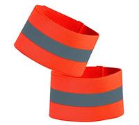 1 Paire de brassards réfléchissants Haute visibilité avec Bandes de Cheville, Courroies réfléchissantes pour équipement de sécurité pour la Course, Le Cyclisme et Les Sports de Plein air (Orange)