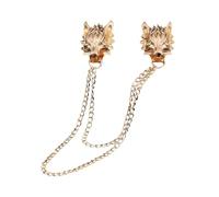 1 paire de broches décoratives en alliage pour chemises, bijoux, fêtes, bijoux ornements, argentés, avec chaîne, with Chain, Plastique, comme description