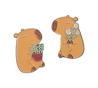1 paire de broches en forme de Capybaras en forme d'animal de dessin animé pour sac à dos badge en alliage accessoire de mode pour tenue décontractée et fête broche animal à la mode