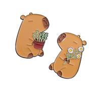 1 paire de broches en forme de Capybaras faites à la main en alliage tendance sur le thème des animaux bijoux pour vêtements accessoire de voyage