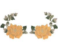 1 paire de broderies florales Taches de jolis motifs floraux fer à appliquer brodé pour le bricolage de vêtements jaune jaune