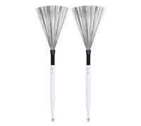 1 paire de brosses à tambour à double tête avec poignée en bois - En métal - Fil d'acier au carbone - Percussions - Bâton spécial pour tambour