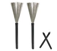1 paire de brosses à tambour - Brosse de jazz - Rétractable - Brosse professionnelle de jazz - Avec poignées en caoutchouc confortables - Pour débutants et groupes de jeunesse