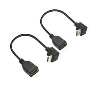 1 paire de câbles d'extension HDMI mâle à HDMI femelle à 90 degrés 4K, câbles d'extension haute définition plaqués or à 90 degrés, pour caméras, ordinateurs, téléviseurs etc-2 pièces (Haut+Bas)