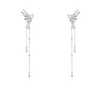 1 paire de cache-oreilles féeriques en argent et perles, boucles d ' oreilles à pampilles, artisanat en soie argentée, Costume fantaisie de Cosplay, crochets d ' oreilles