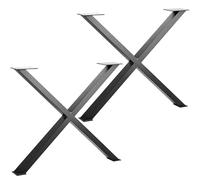 1 paire de Cadres de Table Forme de X Noir Mat Profile 80 x 40 mm Hauteur: 710 mm Profondeur 820 mm Piètement de table Design industriel Support Pied de Table de SO-TECH