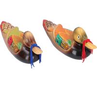 1 paire de canards mandarins en bois Statue de canard aux couleurs de l'amour Sculpture décorative artisanale Ornement de mariage 7121V2062, 22x7.5x9cm/8.66x2.95x3.54in(LxLxH)