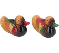 1 paire de canards mandarins en bois Statue de canard aux couleurs de l'amour Sculpture décorative artisanale Ornement de mariage 7121V2061, 15x6x10cm/6x2.36x3.93in (LxLxH)