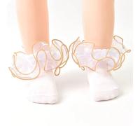 1 paire de chaussettes à volants pour filles Nouveau-né/Bébé/Petite fille de grande taille à volants 1-2Y,2-3Y,0-1A,4-6Y,7-9YUnicoloreÉtoffe