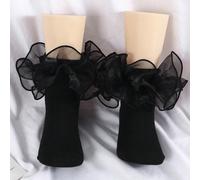 1 paire de chaussettes cheville mignonnes pour filles, couleur unie avec bordure à volants, adaptées à la rentrée scolaire pour s'accorder avec l'uniforme scolaire 4-7Y,8-11Y,11-14Y,1-3Y,12-16YÉtoffe