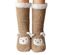 1 Paire De Chaussettes D'Agneau En Peluche, Chaussettes De Dessin Animé Mignonnes, Chaussettes Chaudes Pour La Maison, Chaussettes De Sol, Chaussettes De Couchage, Chaussettes En Peluche Douces
