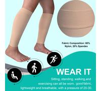 1 paire de chaussettes de compression, 20-30 mmHg chaussettes hautes sous pression, tissu confortable, convient aux hommes et aux femmes, chaussettes opaques respirantes à bout ouvert couleur chair sa