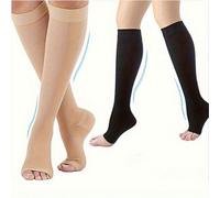 1 paire de chaussettes de compression à gradient 8-15 mmHg, design à bout ouvert, unisexe, confortable et respirant, convient pour le port quotidien, le travail debout ou assis prolongé, lavable en ma