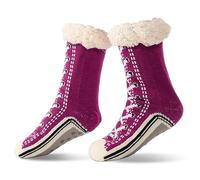 1 paire de chaussettes de maison en cachemire, pantoufles ultra-épaisses, chaudes et confortables, poignées antidérapantes en Silicone pour l'intérieur la maison