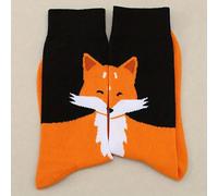 1 paire de chaussettes de style décontracté unisexe avec motif de renard dessin animé color block. Chaussettes mi-mollet douces et confortables pour le port quotidien 1 paire (taille 40-43),1 paire (t